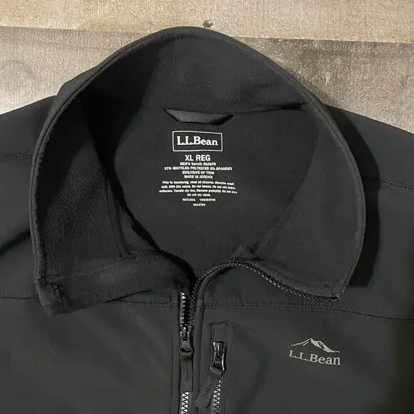 LL Bean Men's Windproof Performance Jacket Softshell Fleece Lined Coat XL Black